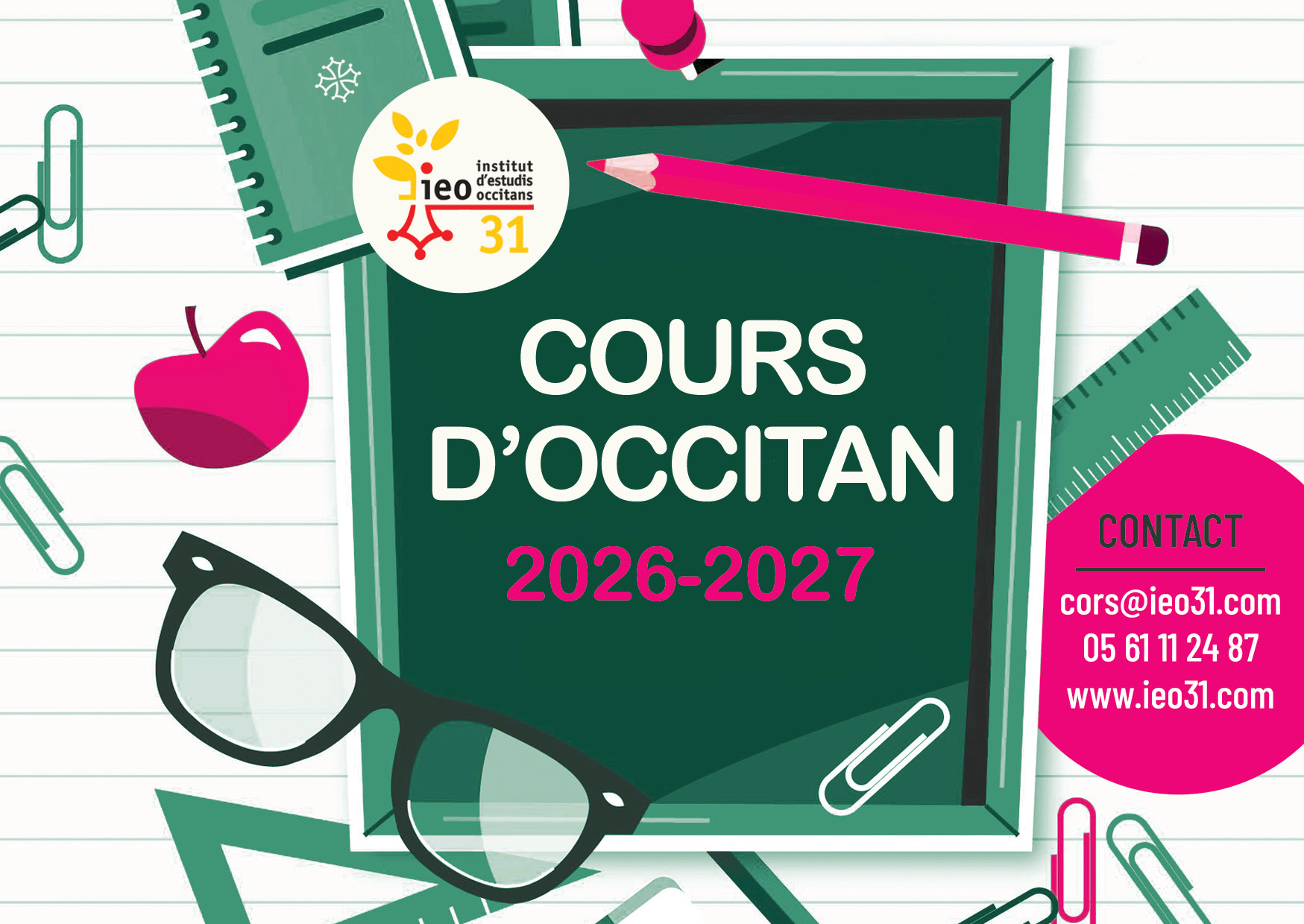 Plaqueta dels corses d'occitan per adultes de l'IEO 31 2026-2027 Plaqueta dels corses d'occitan per adultes de l'IEO 31 2026-2027